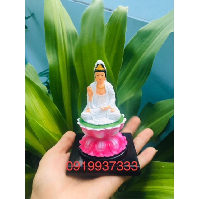 Tượng phật bà quan âm màu cao 11 cm ( 2 màu áo trắng hoặc xanh)