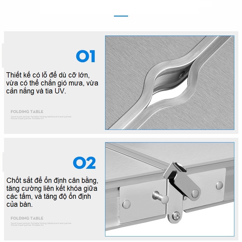 Bàn 4 ghế nhôm dã ngoại xếp gọn ZX17403,10kg, bàn 86x6 - Bàn ghế gấp gọn thành vali