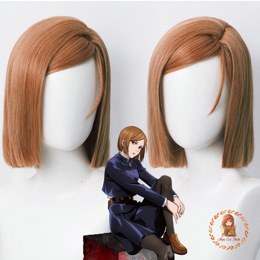 Wig/tóc giả cosplay Nobara Kugisaki màu cam nâu Jujutsu Kaisen Chú Thuật Hồi Chiến