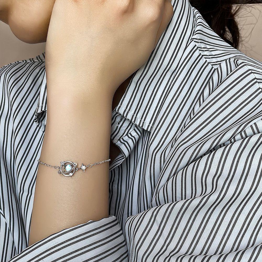 JARRED Vòng Tay Bạc Siêu Mỏng Hình Hành Tinh Có Thể Điều Chỉnh Thời Trang Cho Nữ