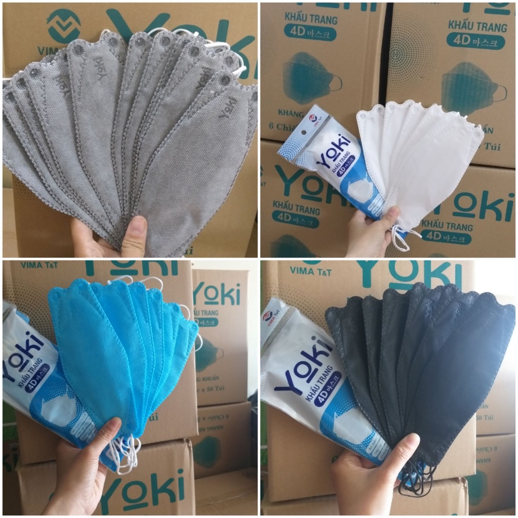 Khẩu trang 4D Yuki (1 bịch 6 chiếc) - 4 lớp kháng khuẩn HÀNG CÔNG TY