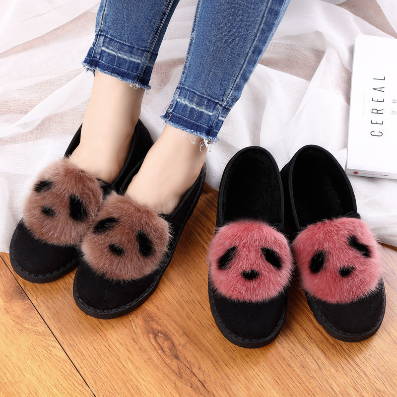 Giày Lười Đế Bằng Phối Lông Dày Dặn Giữ Ấm Thời Trang Cho Nữ | BigBuy360 - bigbuy360.vn