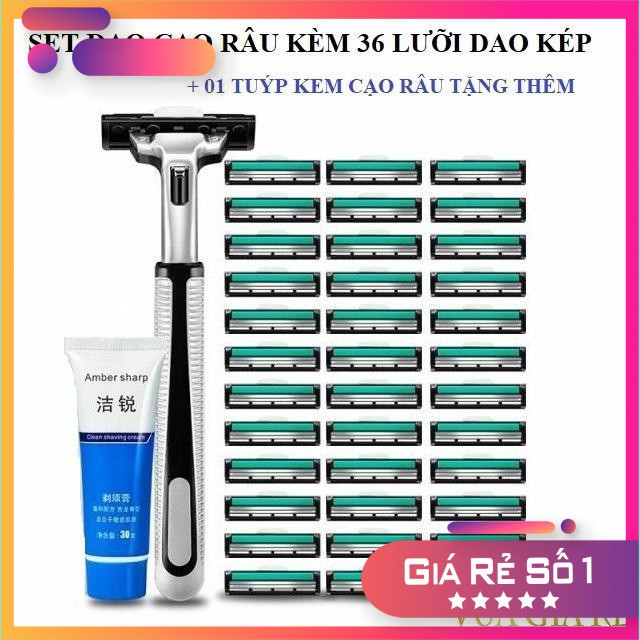 👑Bán Chạy Số 1👑Bộ Dao Cạo Râu 36 Lưỡi Kép Tặng Kèm Lọ Kem Cạo Râu, Giá Bán Tại Xưởng Sản Xuất