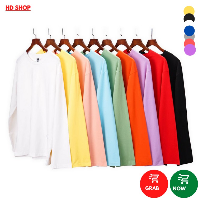 Áo Thun Dài Tay - Áo Nỉ Trơn Nam Nữ Unisex From Rộng Co Dãn 4 CHiều - Hàn Quốc - HD Shop Quần Áo Thời Trang