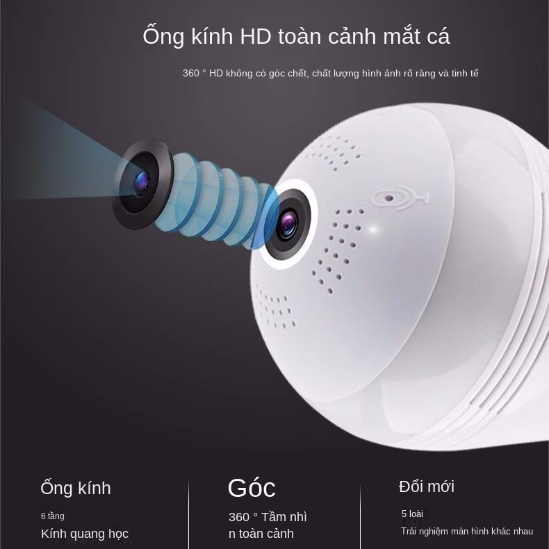 bóng đèn toàn cảnh camera quan sát wifi không dây giám mạng thông minh di động độ nét cao nhà trong