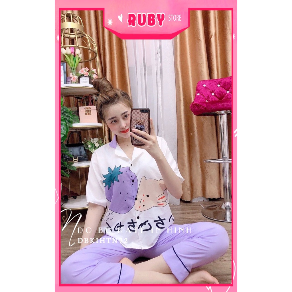 Đồ bộ nữ mặc nhà tay cánh dơi chất kate mềm mịn in hình thỏ Hoạt hình dễ thương Đồ bộ SIZE TO DBKIHTN72