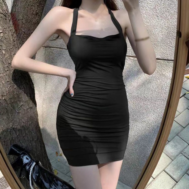 Đầm Hai Dây Ôm Dáng Màu Sắc Đơn Giản Phong Cách Hàn Quốc Cho Nữ