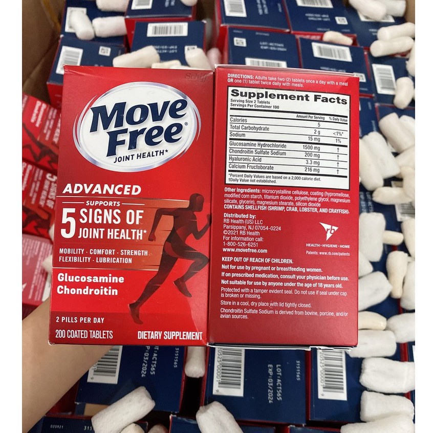 Viên Uống Hỗ Trợ Xương Khớp Schiff Move Free Joint Health Advanced Glucosamine + Chondroitin 200 viên date 2/25