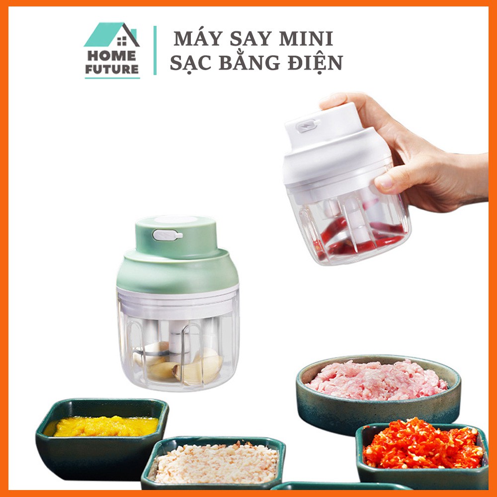 Máy xay thịt, tỏi ớt mini cầm tay sạc điện đa năng tiện lợi