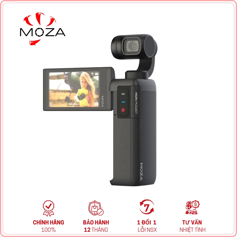 MOZA MOIN CAMERA - Hàng Chính Hãng - Máy quay phim cầm tay 3 trục | Độ phân giải 4K/60fps | Cảm biến 1/2.3&quot; | Pin 950mAh