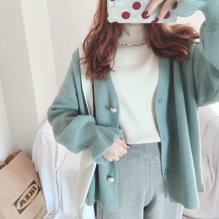 Áo khoác cardigan dệt kim dáng rộng màu trơn phong cách Hàn Quốc có size lớn cho nữ