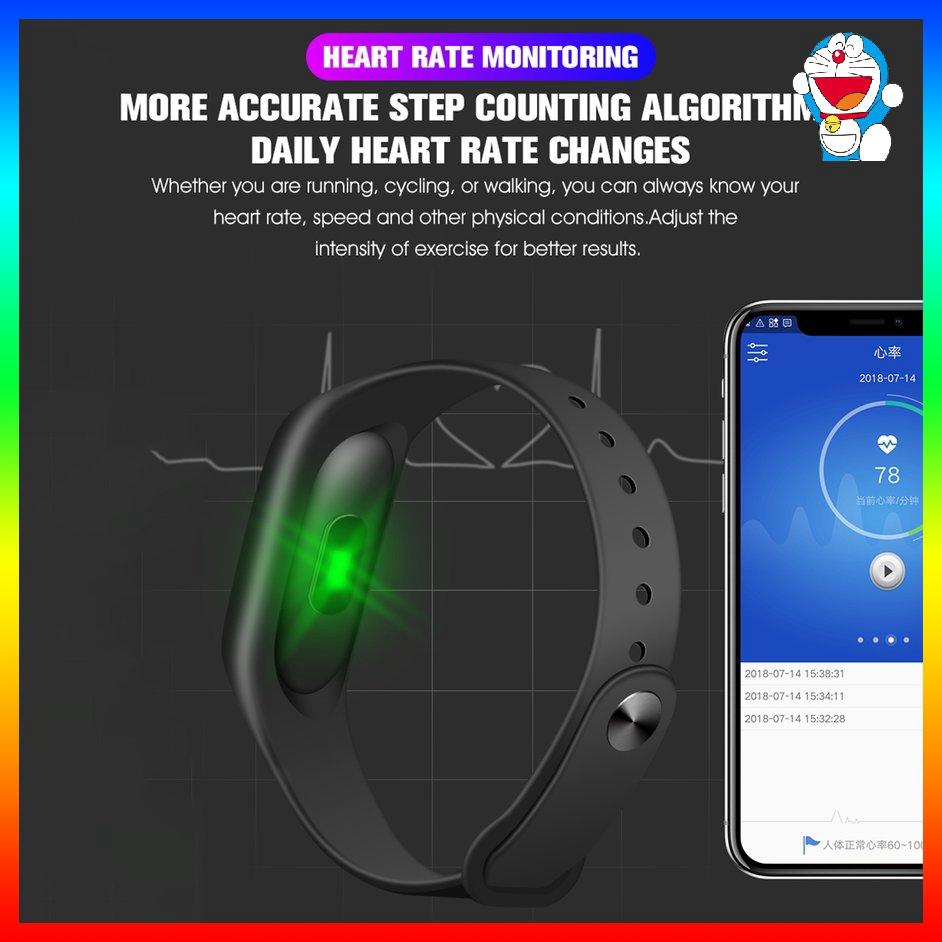 ⚡Màn hình OLED 4.0 chống nước Vòng đeo tay thông minh với Pedometer Watch màu đen