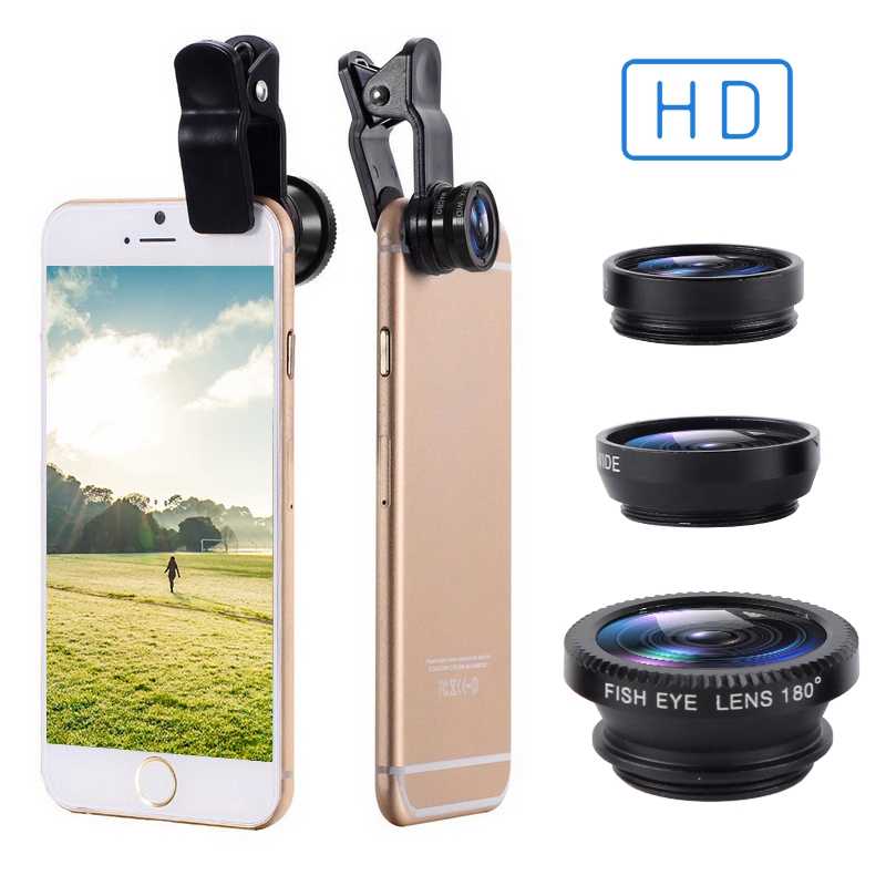 Bộ ống kính mở rộng gắn camera điện thoại 3 trong 1 kèm bộ phụ kiện