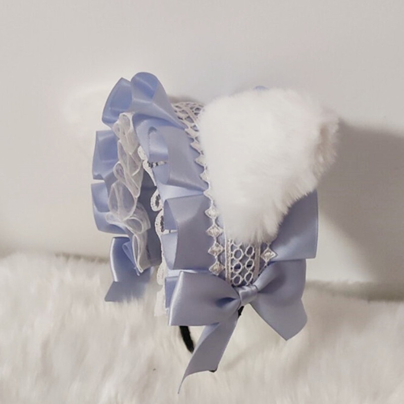 Băng Đô Nơ Tai Mèo Phối Ren Phong Cách Lolita Đáng Yêu