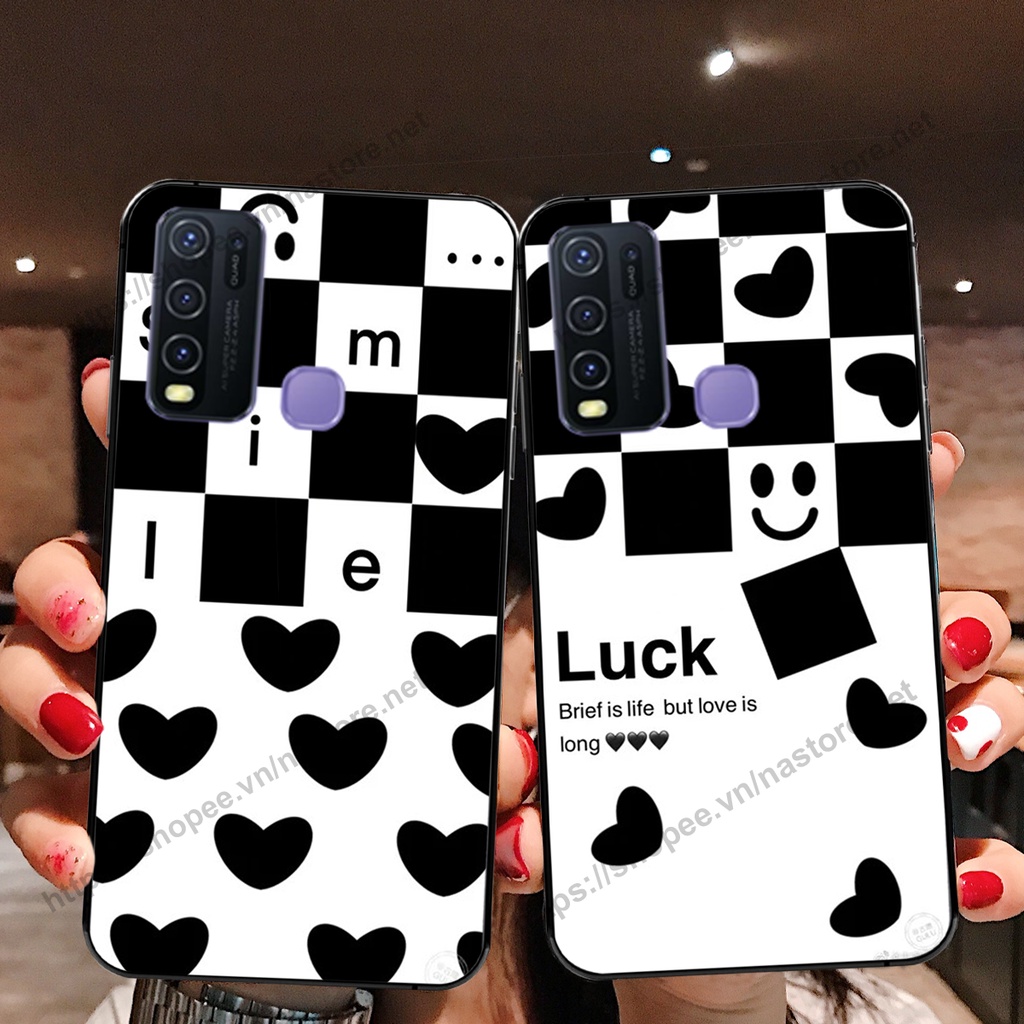 Ốp lưng Vivo Y30 / Y50 trái tim họa tiết caro, mikey họa tiết beabrick kaws cute