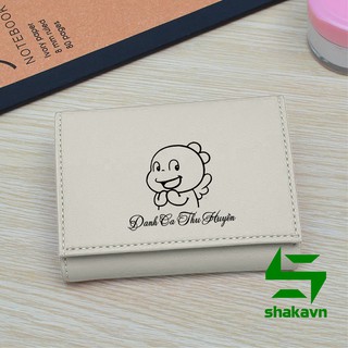 Ví Nữ Mini Bỏ Túi Dáng Gấp Ba Khắc Tên Người Mua Theo Yêu Cầu (màu xám ghi)