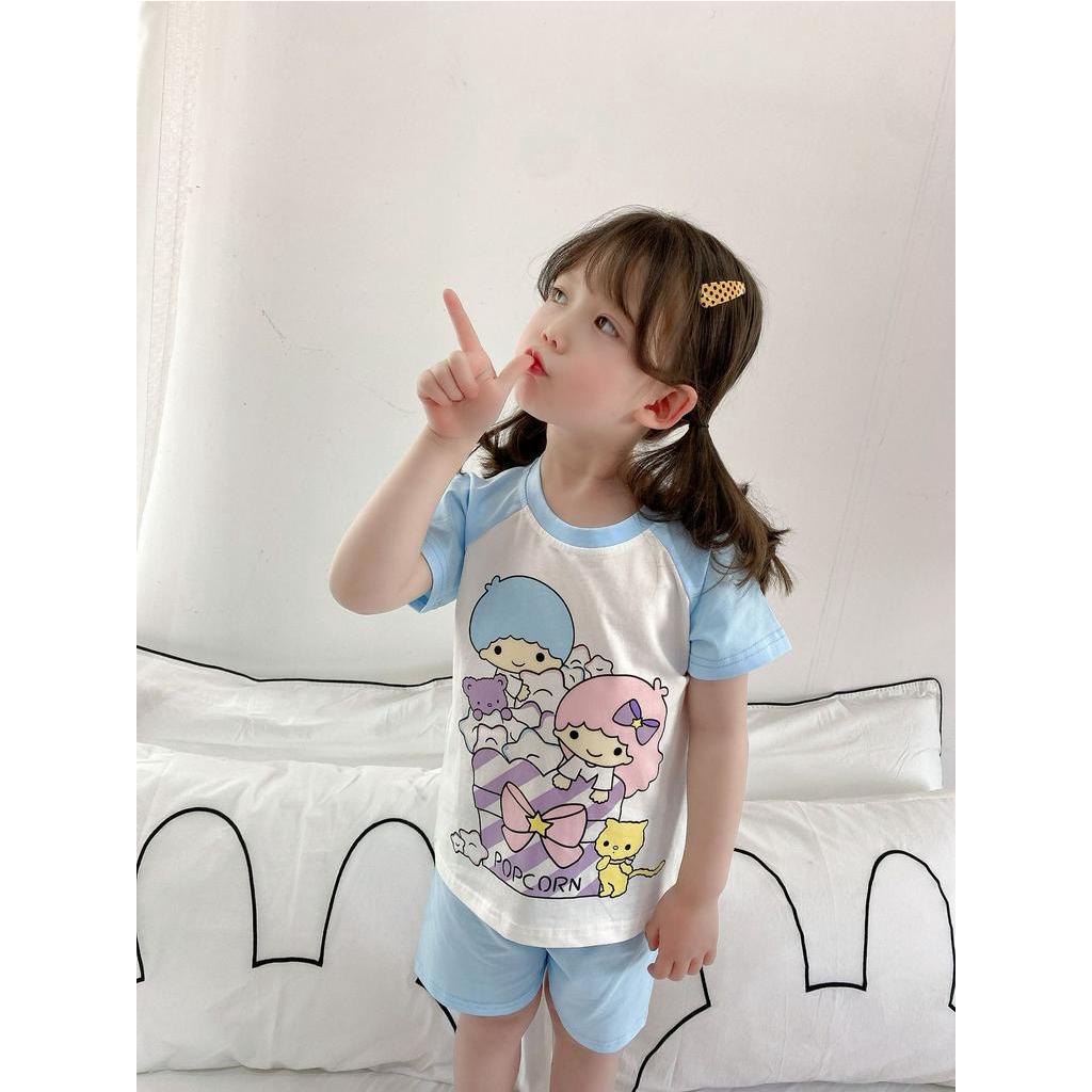 Set Áo Thun Tay Ngắn &amp; Quần Short Hoạt Hình Cho Bé Trai &amp; Gái