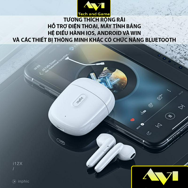 Tai Nghe Không Dây Bluetooth INPHIC i12 cho Smartphone, Android, iP, Máy tính bảng, Laptop
