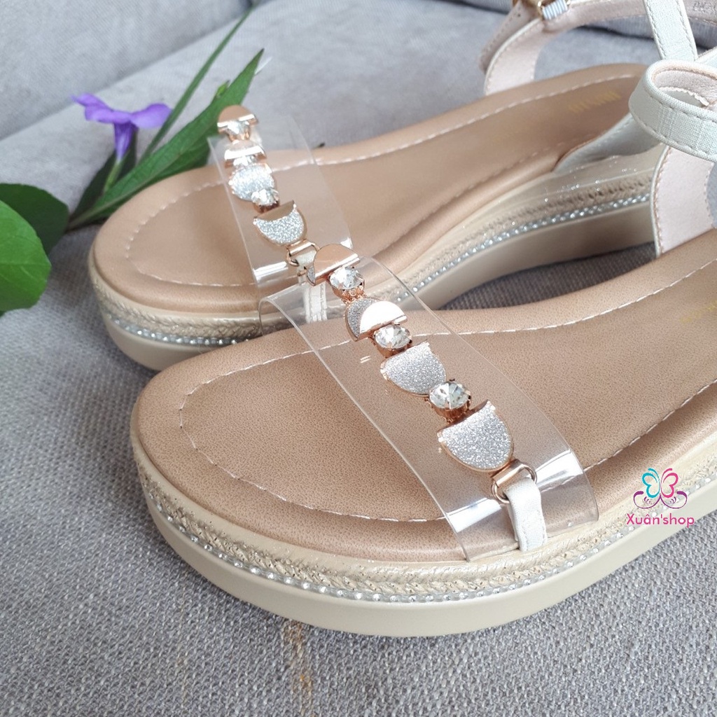 Giày sandal Dusto quai ngang, đế xuồng cao 5cm (size 35-40)