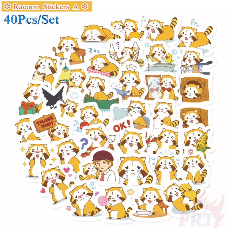 ❉ Racoon Giấy và decal dán tường A ❉ 40Pcs/Set DIY Decals Stickers for Diary Laptop Scrapbooks Skateboard