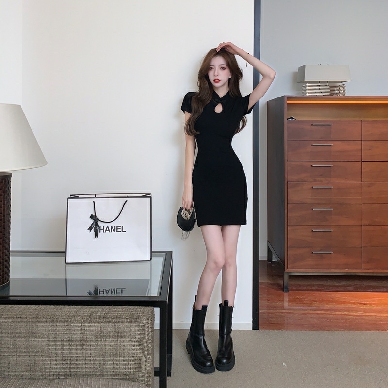 Đầm Dạo Phố Thun Đen Chất Đẹp