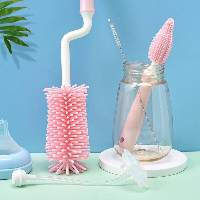 Bộ cọ bình sữa Silicone cao cấp 3 chi tiết làm sạch dễ dàng an toàn cho bé