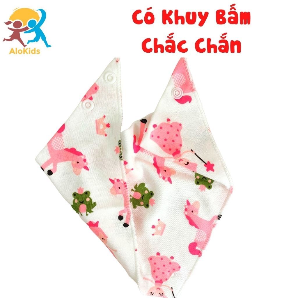 Khăn Yếm Tam Giác Có Cúc Bấm Siêu Mềm Mại Cho Bé Cotton Hữu Cơ Tự Nhiên 100% - Alokids Tb