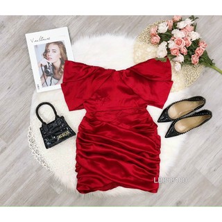 Đầm body nhúng đắp tà trễ vai