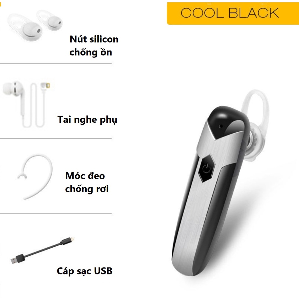Tai nghe bluetooth 5.0 D8,chống nước, kết nối 2 điện thoại, pin 230mAh, nghe nhạc đàm thoại 20 đến 25 giờ, kèm tai phụ.