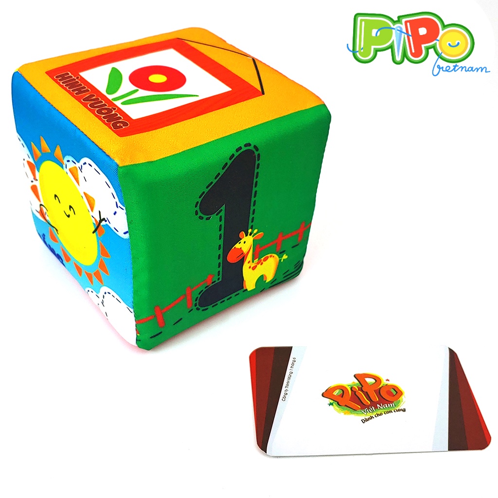 Đồ chơi vải Pipovietnam - Bộ xúc xắc vui nhộn an toàn gồm 8 khối vuông và 1 bóng