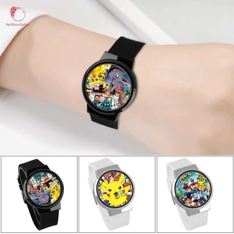 Đồng Hồ Đeo Tay Màn Hình Led Cảm Ứng Chống Thấm Nước Hình Pokemon Pikachu Cho Bé