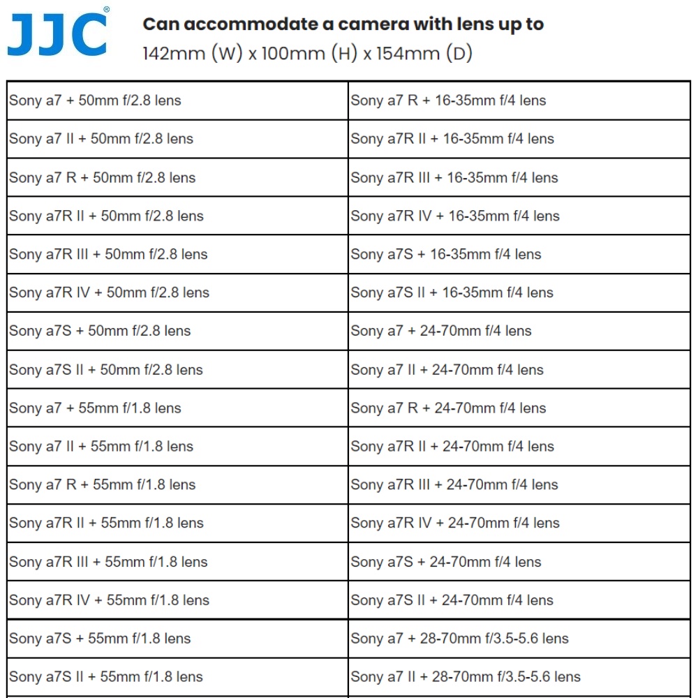Túi đựng bảo vệ máy ảnh JJC OC-MC0 cho SONY A7R V A7 IV A7S III II A7S III II A7M4 A7M3 A7R4 A7R3 A7S3 A1 RX10M4 RX10M3