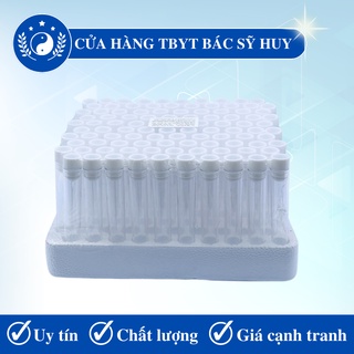 Ống nghiệm trắng trong nhựa PS có nắp 2 tầng không nhãn 5ml HTM hộp 100 cái