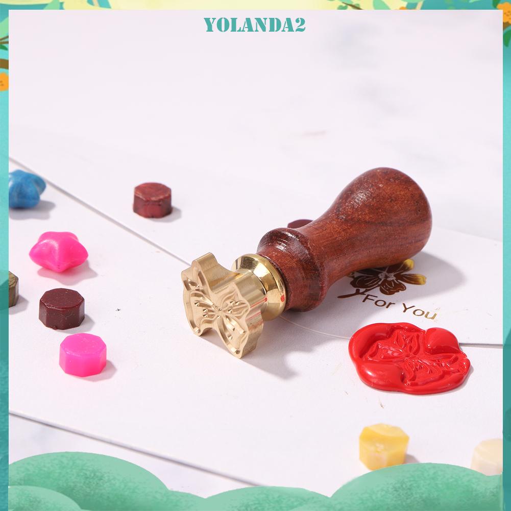 Con dấu sáp niêm phong thư hình nơ với tay cầm kim loại phong cách retro