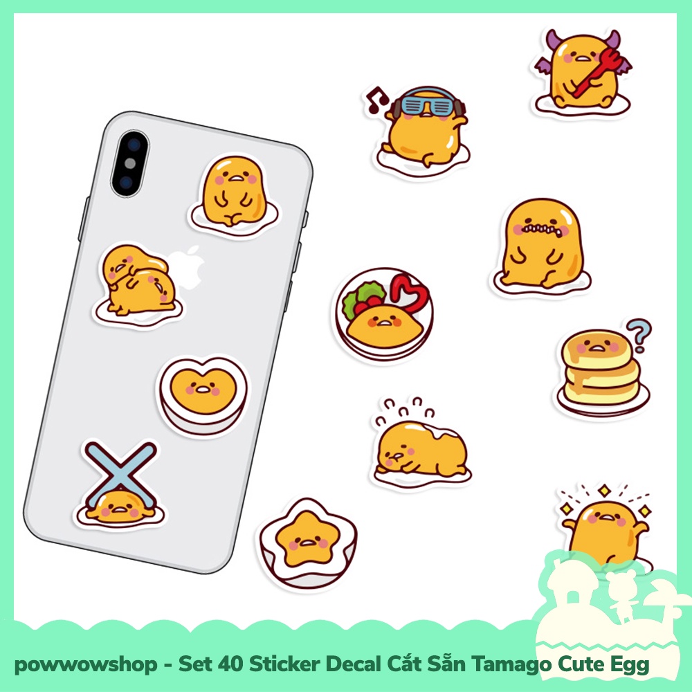 [Sẵn VN - Hỏa Tốc] Set 40 Sticker Mini Decal Dán Trang Trí Vật Dụng Mẫu Tamago Cute Eggs