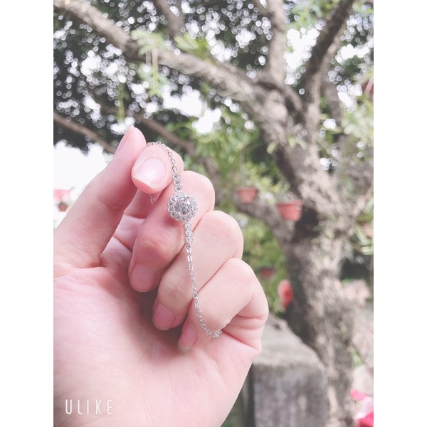 Lắc tay bạc nữ cao cấp hình tròn ôm đá, chuẩn lắc tay bạc S925 sang trọng nữ tính