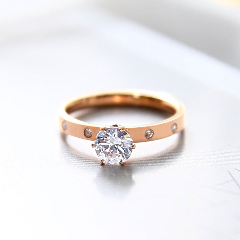 One Nhẫn Mạ Vàng Hồng 18K Đính Đá Zircon Sang Trọng