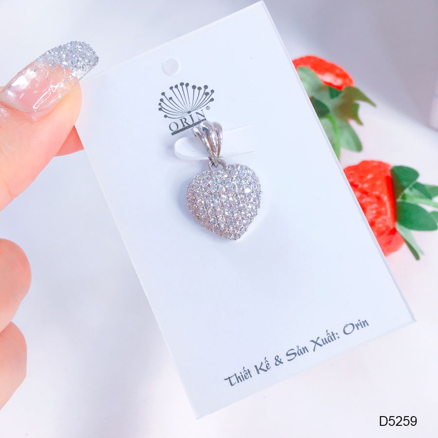 Mặt dây chuyền bạc nữ, mặt trái tim đính đá cao cấp Orin D5259