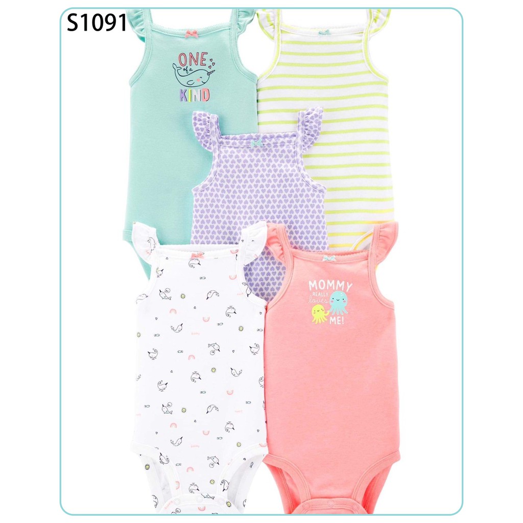 Set 4 Cái Bodysuit Cho Bé Gái - Bé Trai - Sơ Sinh Màu Ngẫu Nhiên Chất Liệu Cotton 100% Từ 0-24 Tháng S1091