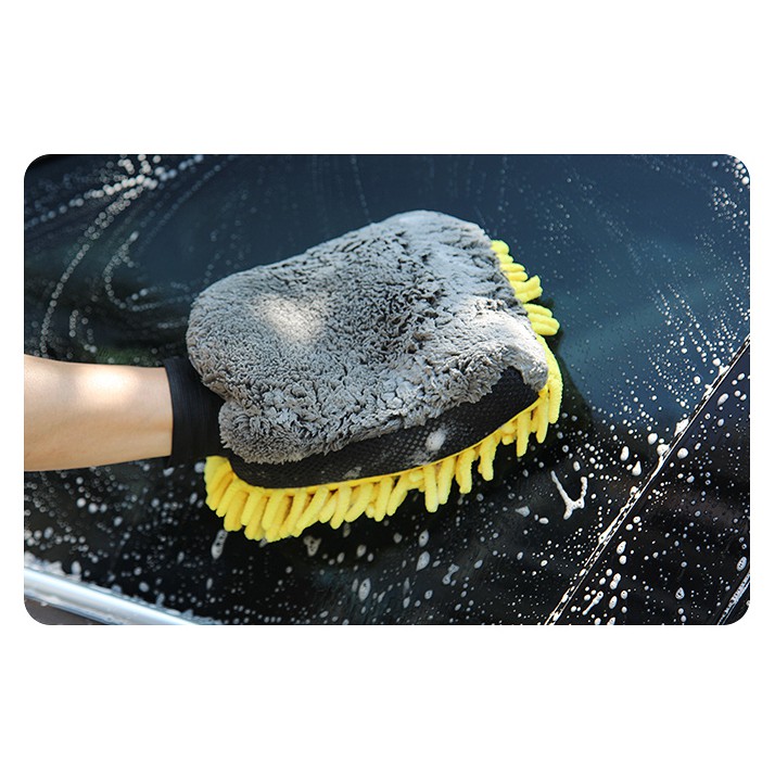 Găng tay rửa xe Waterproof Microfiber Car Wash Mitt (4IO vàng xám)