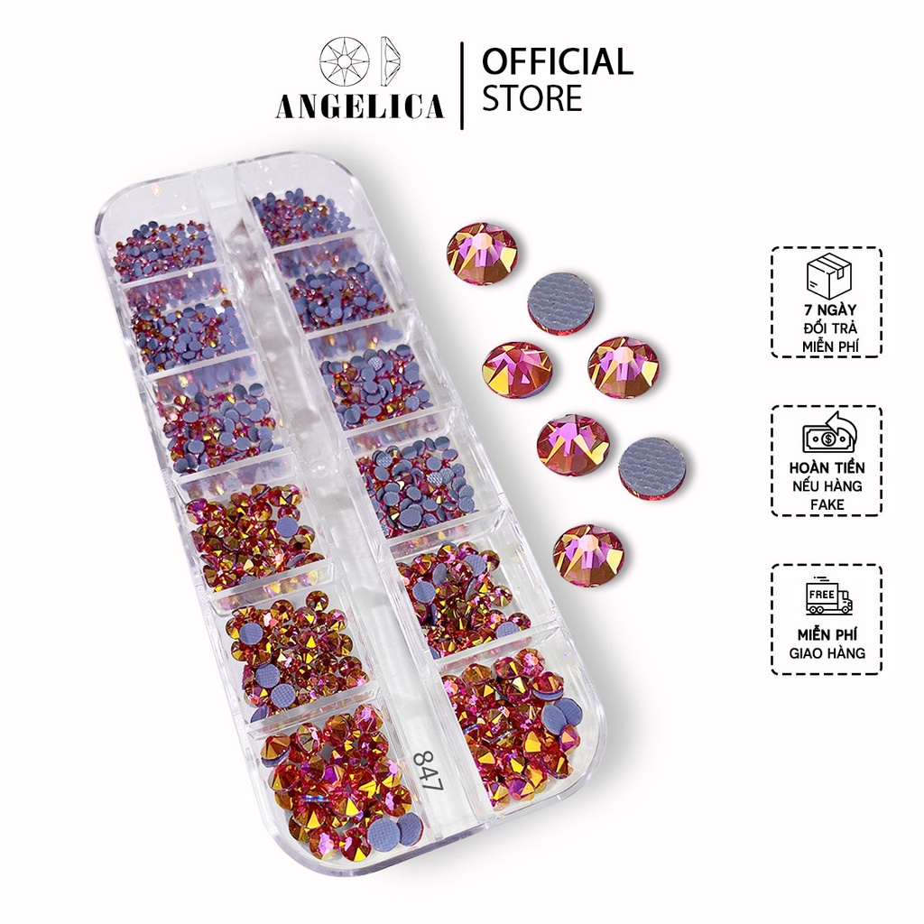 Đá Nail Chân Lưới 16 Khía Heaven Rose AB Đính Trang Trí Móng ANGELICA 847