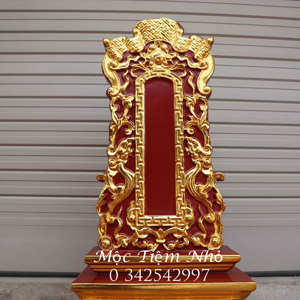 Bài vị thờ cổ truyền gia tiên gỗ mít sơn son thếp vàng