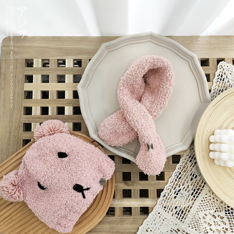 Sét mũ + khăn gấu bắc cực siêu ấm áp  cho bé trai/ bé gái