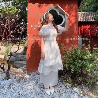 Áo dài Tuyết mai kiểu dáng suông thiết kế đẹp độc lạ mắt dễ mặc Mayberoom