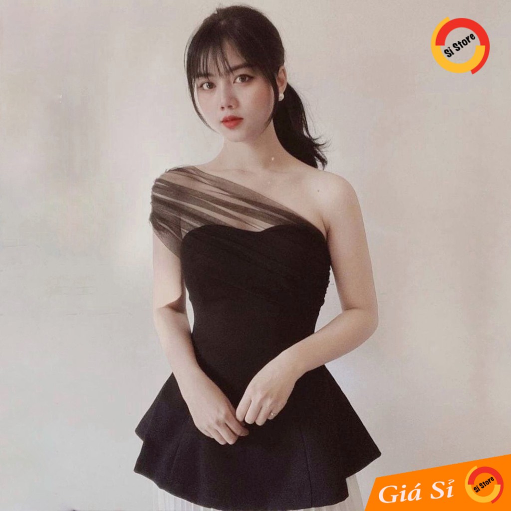 Áo Cúp Ngực Vai Lưới SOLDE (ĐEN)