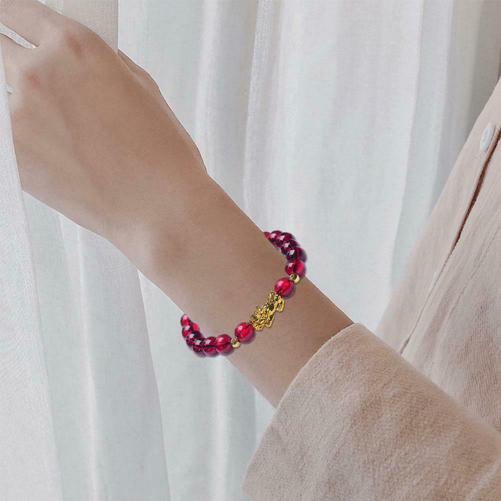 Vòng tay chuỗi hạt đá garnet màu đỏ may mắn dành cho nam và nữ