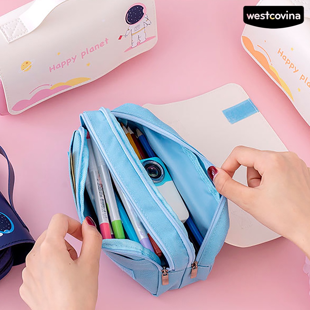 Mới Túi Đựng Bút 2 Ngăn Sức Chứa Lớn In Họa Tiết Đa Năng