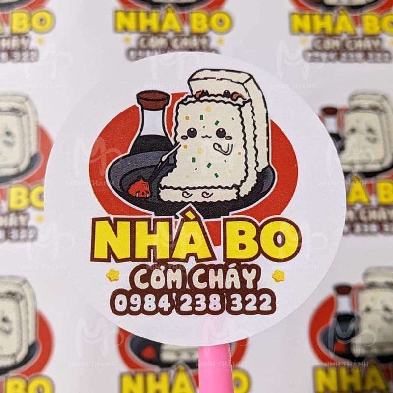 1000 tem giấy 4*4 cm, cán màng, cắt sẵn, miễn phí thiết kế . tem nhãn dán ly cà phê, trà sữa, ăn vặt.