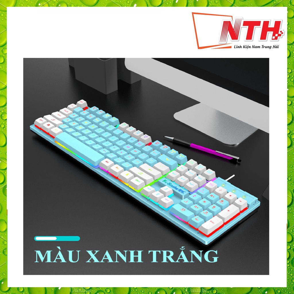 Bàn phím giả cơ K-SNAKE K4 NÚT VUÔNG dành cho game thủ với bản phối màu mới và đèn led xuyên phím- NTH