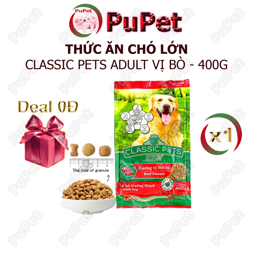 Thức Ăn Cho Chó Lớn Classic Adult vị Thịt Bò Hạt Khô 400g- PuPet Shop